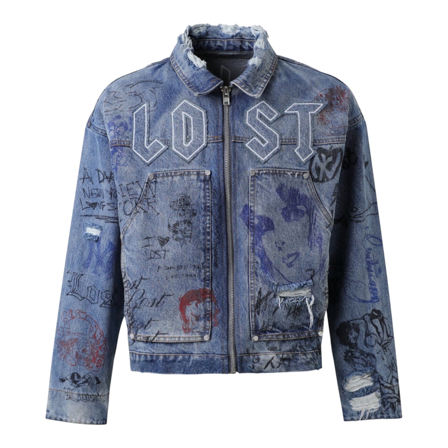 Denim Jacket Lost Intricacy Empire Scribble