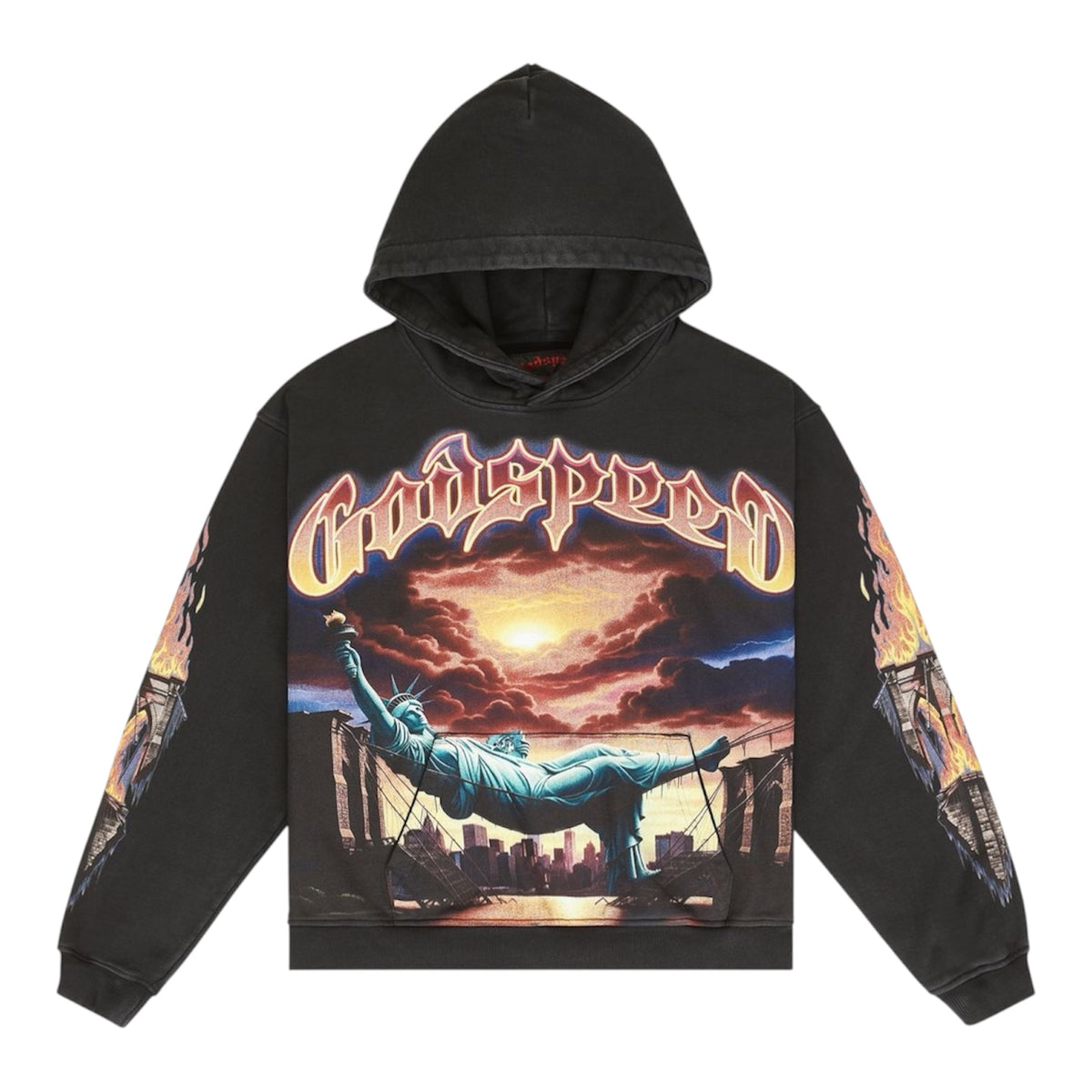 Hoodie Godspeed Burnt Bridges Black Wash