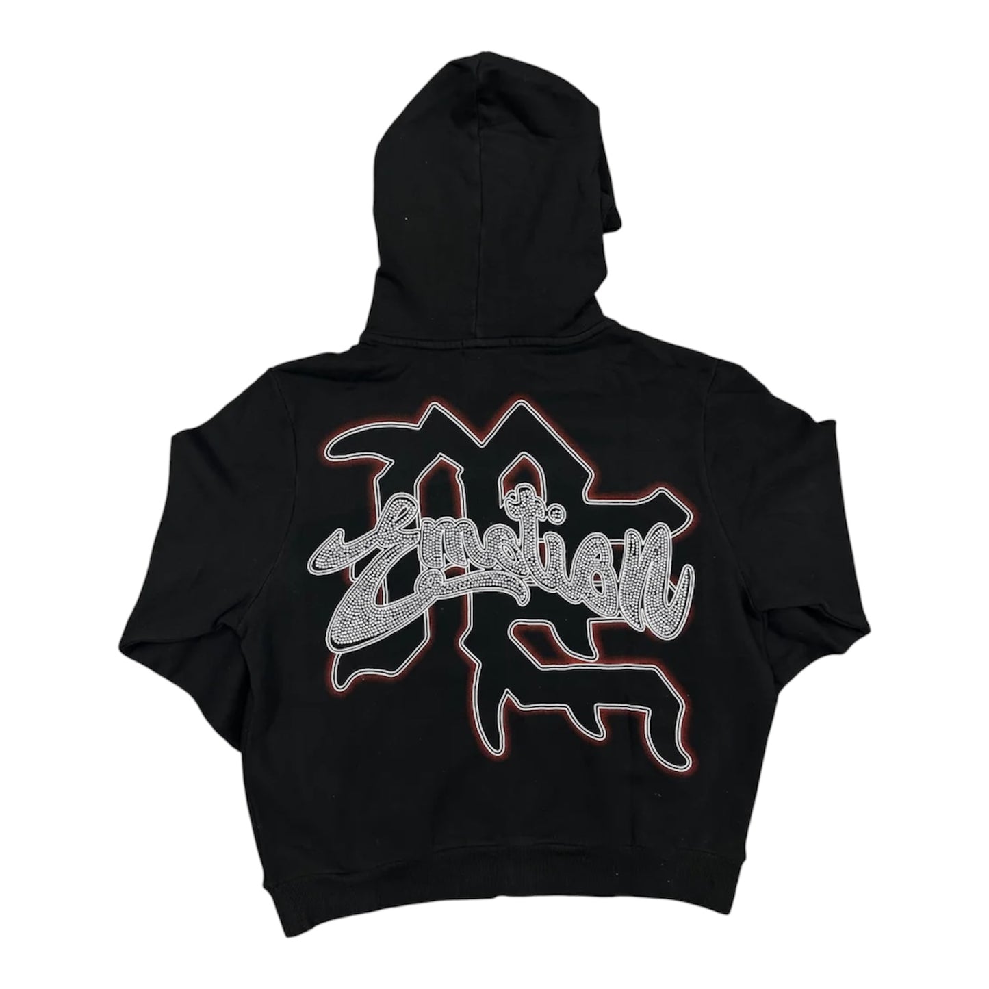 Hoodie Zip Up Mixed Emotion Black Rhinestone