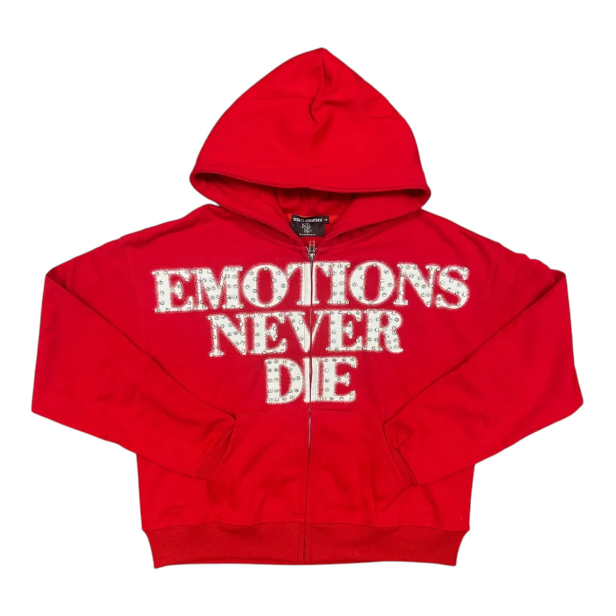 Hoodie Zip Up Mixed Emotion Red End Rhinestone