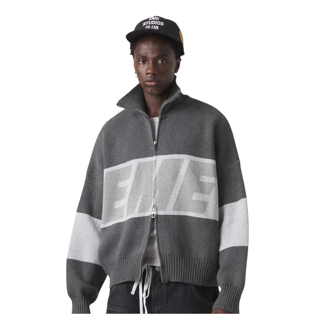 Eme Studios Thrill Grandpa Grey Zipper Knit — 2