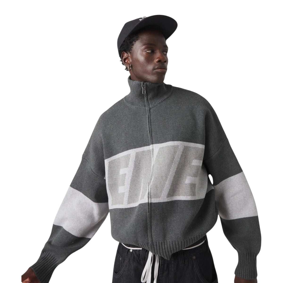 Eme Studios Thrill Grandpa Grey Zipper Knit — 3