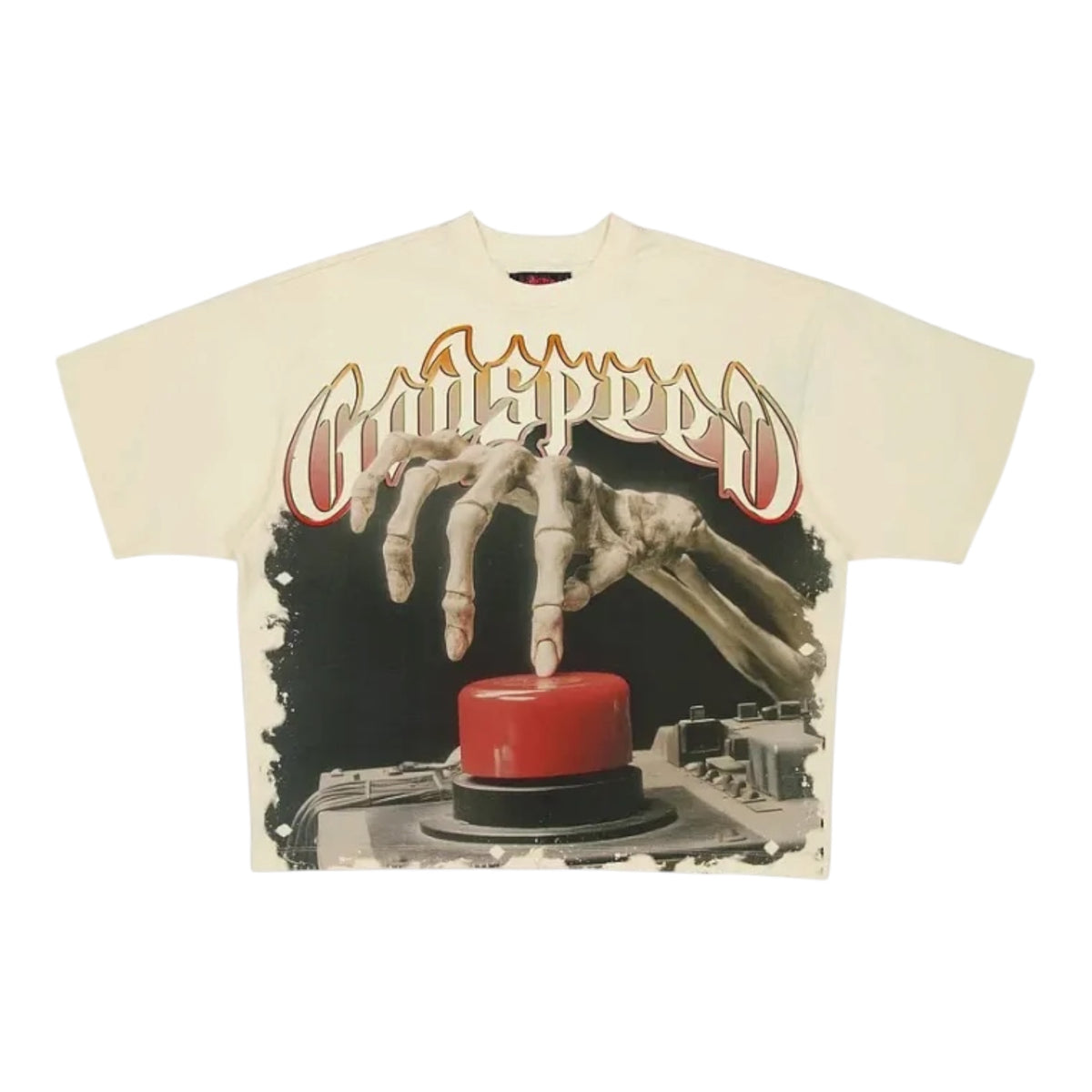 T-Shirt Godspeed Skeleton Red Button Graphic Cream