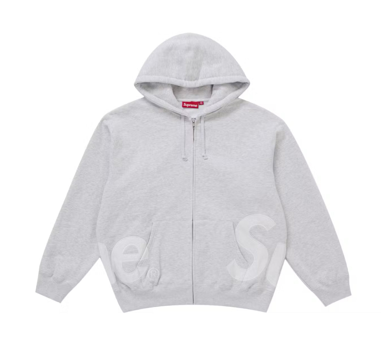 Big Logo Zip Up Hooded Sweatshirt "Grey" Supreme