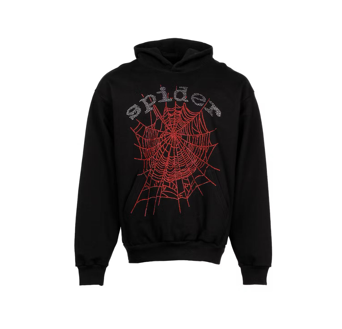 Sp5der OG Rhinestone Logo Hoodie Black