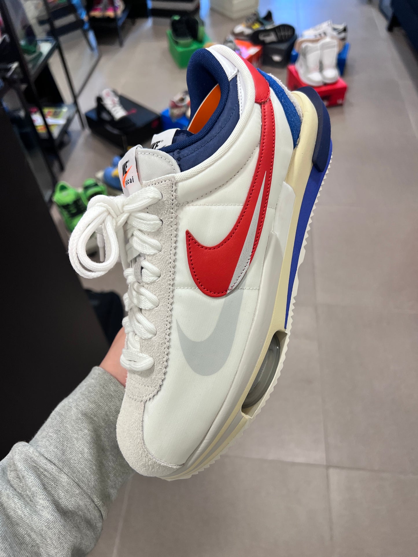 Nike Zoom Cortez SP
sacai White University Red Blue