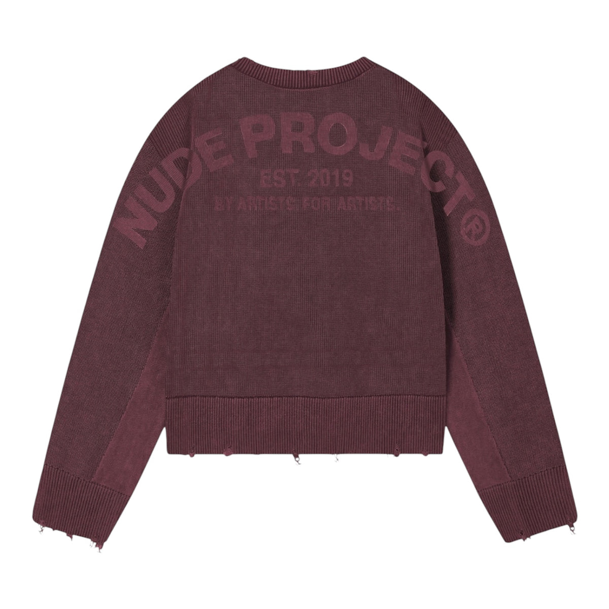 Nude Project Perfect Cropped Knit Sweater Burgundy