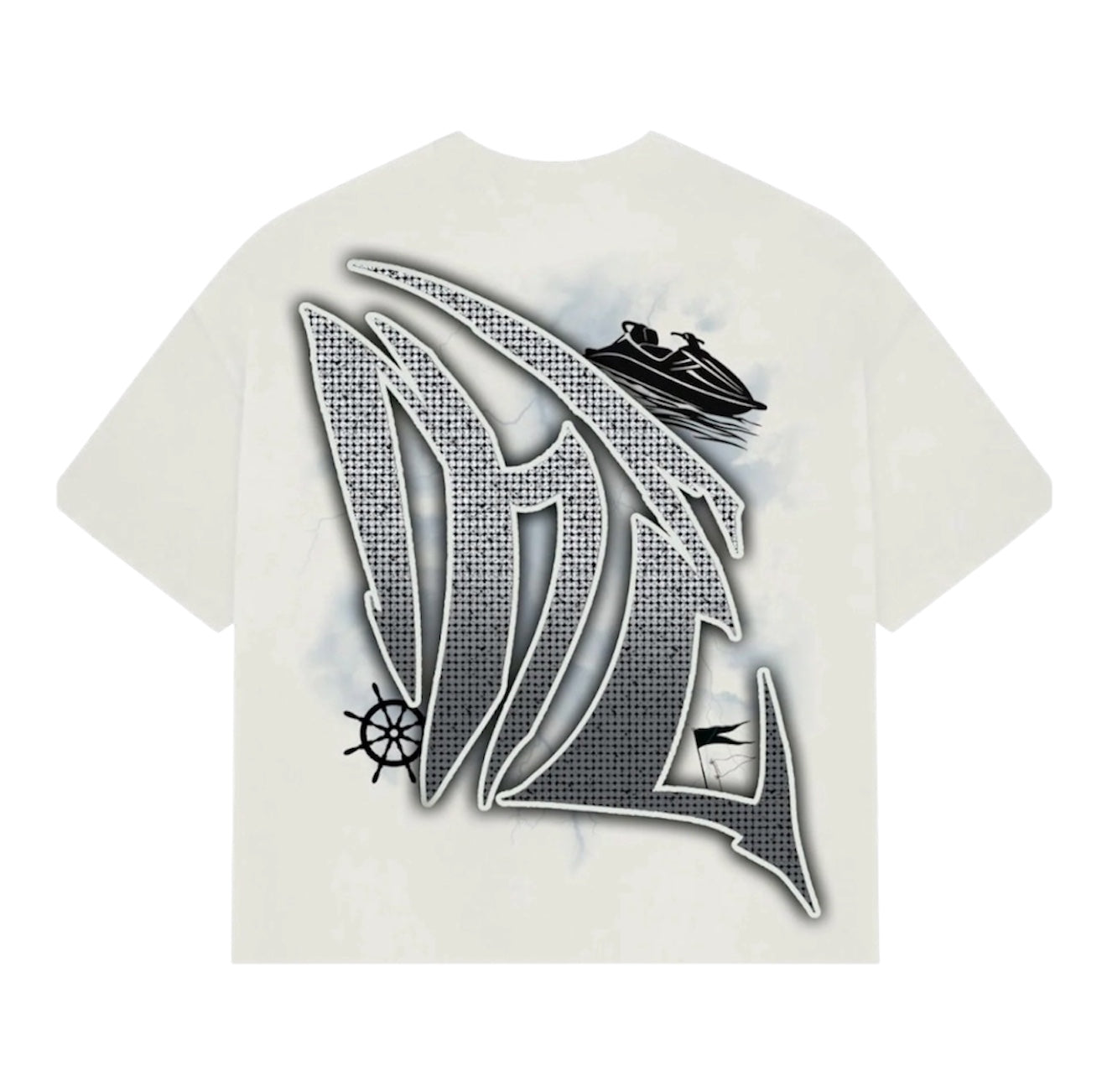T-Shirt Mixed Emotion Jetski Rhinestone Cream