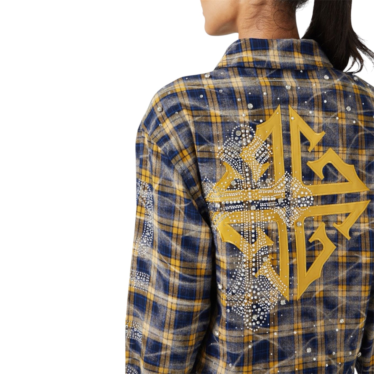Flannel Guapi Womens Navy Gold Cropped