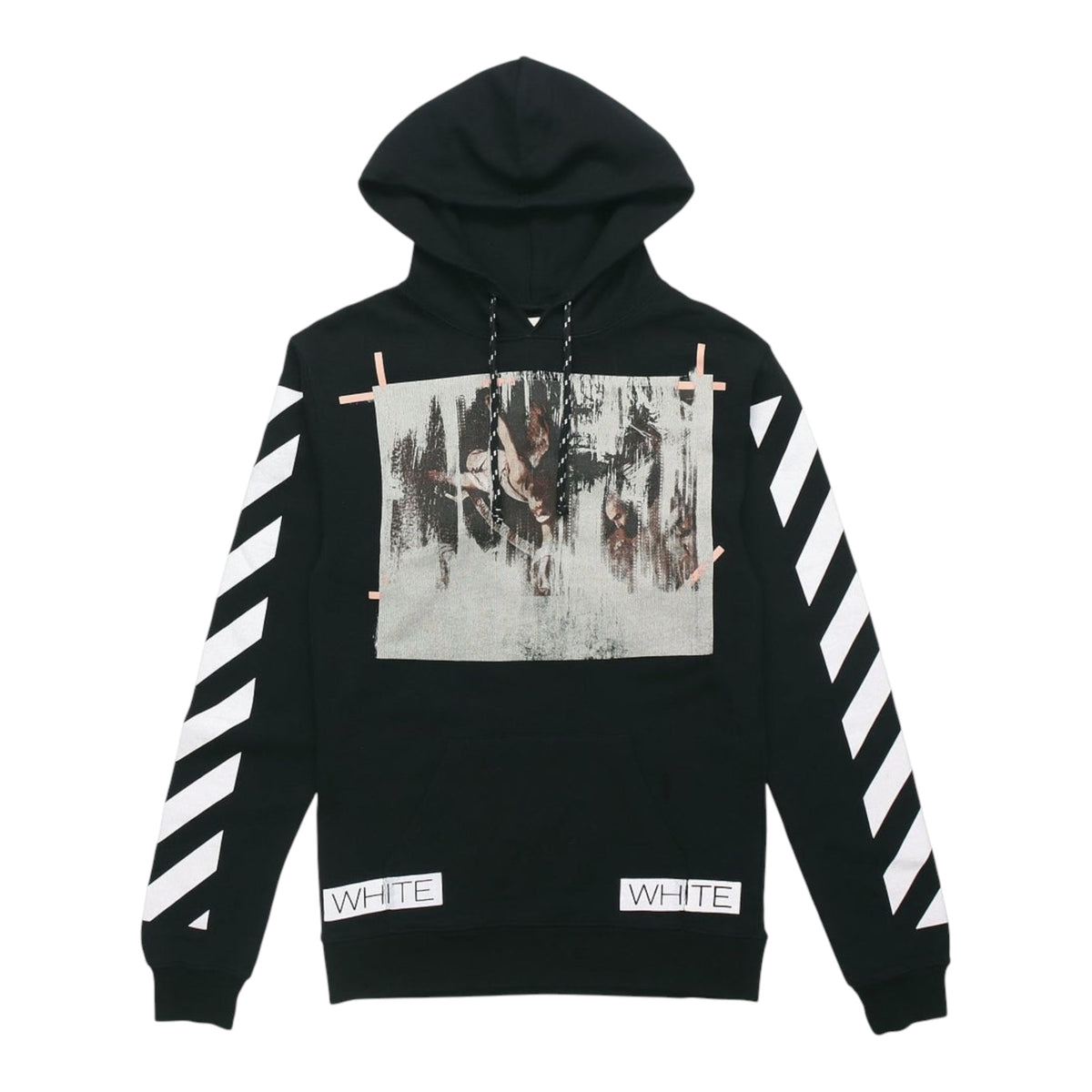 Off-White Hoodie Melting Oil Painting Religious Striped Black