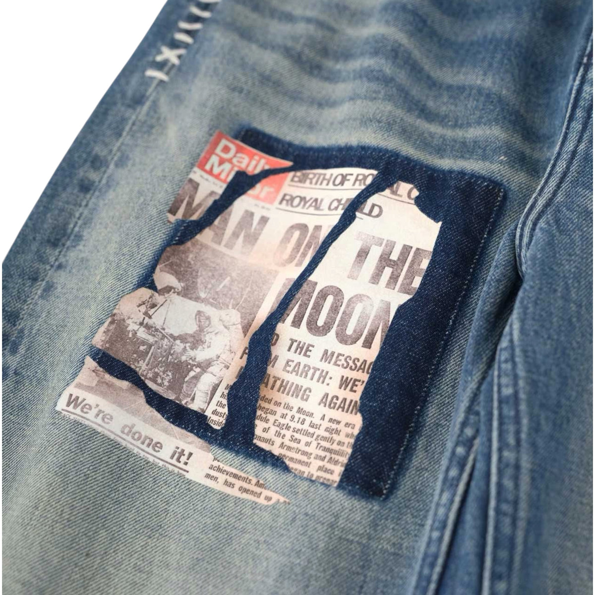 Birth Of Royal Jeans Faded Patchwork