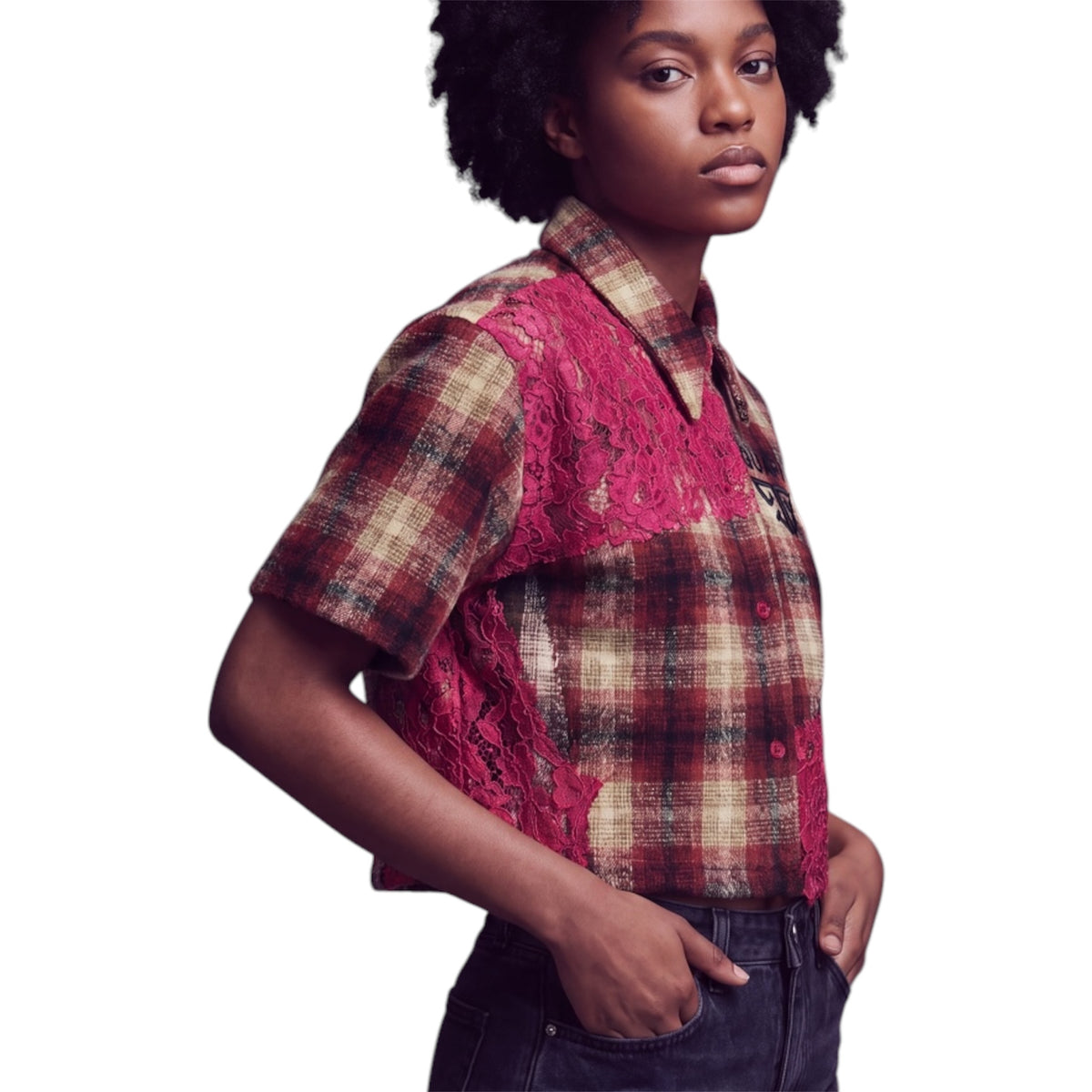Flannel Cropped Guapi Rose Lace — 2