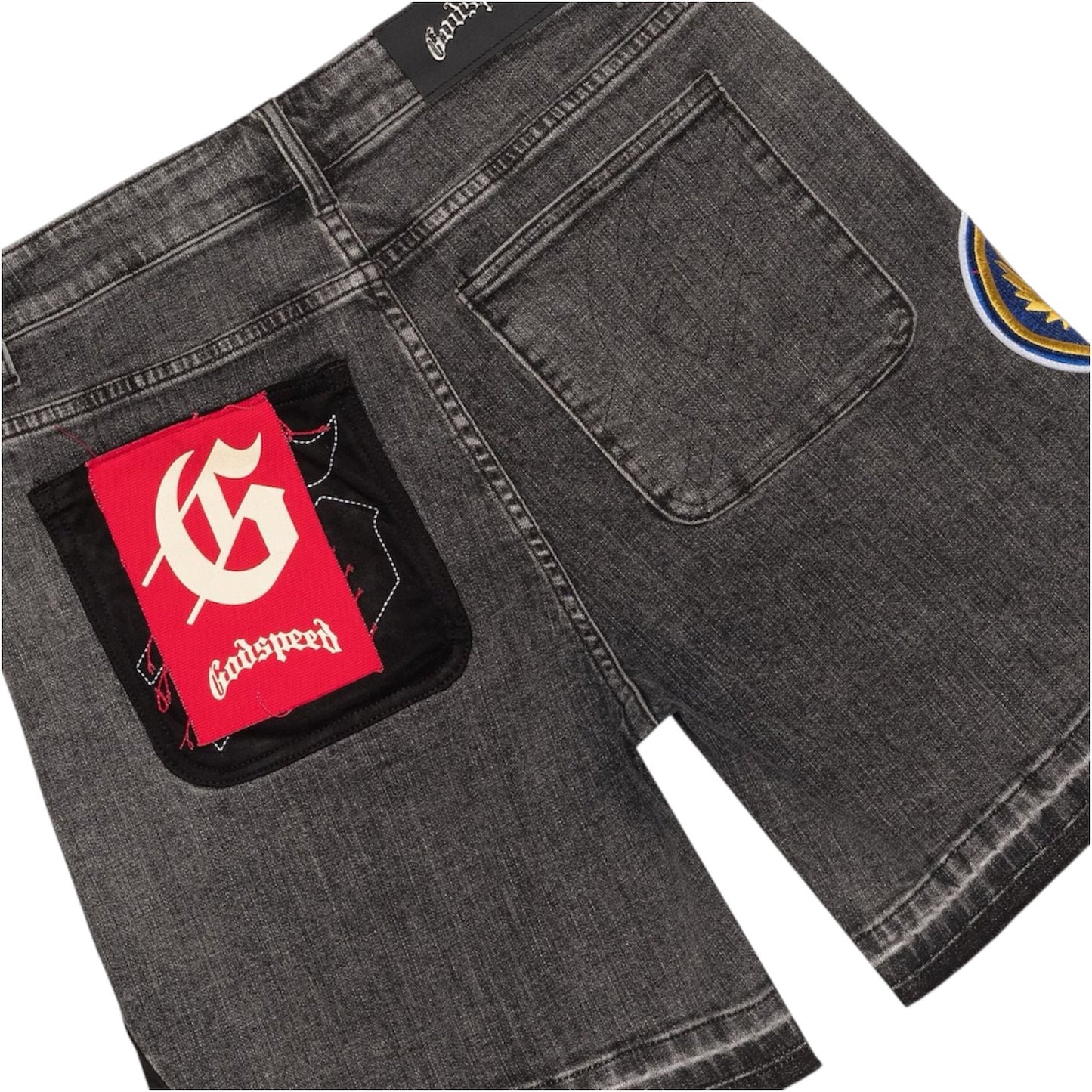 Short Denim Godspeed Patchwork V2 Grey