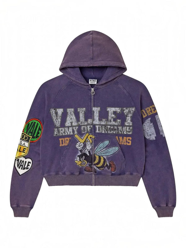 Hoodie Zip Up Valley Army Purple