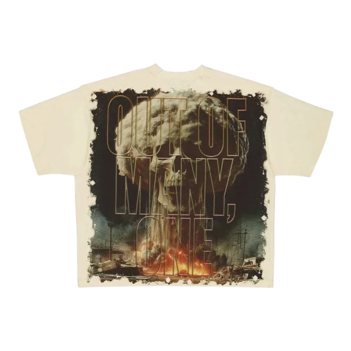T-Shirt Godspeed Skeleton Red Button Graphic Cream — 3