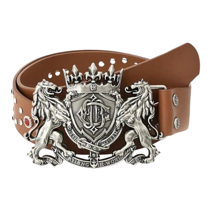 Birth Of Royal Belt Brown Lion Medal Leather
