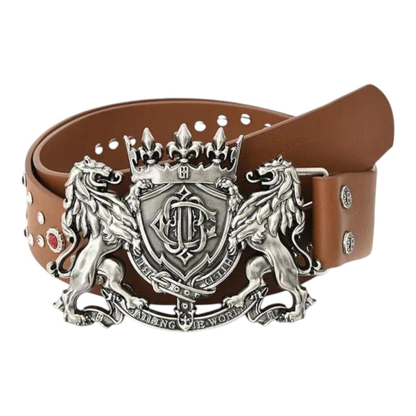Birth Of Royal Belt Brown Lion Medal Leather