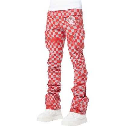 Leather Pant Blood Red Checkerboard