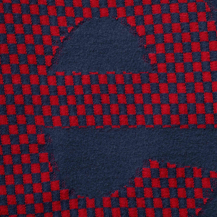 Supreme Checkerboard Intarsia S/S Top Navy — 3