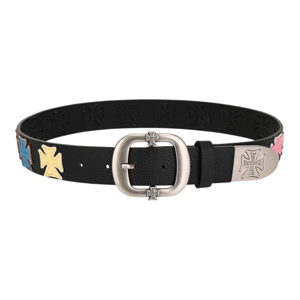 Belt Black & Multi Color Iron Crest Patch