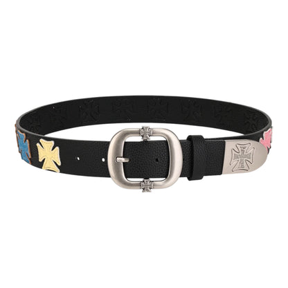Belt Black & Multi Color Iron Crest Patch