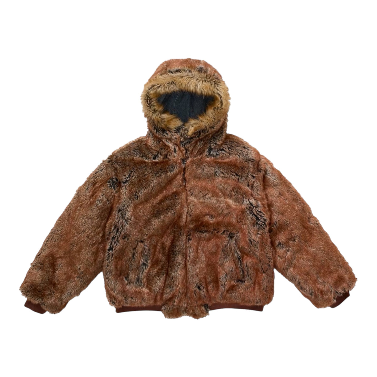 Supreme Reversible Faux Fur Hooded Work Jacket Blue