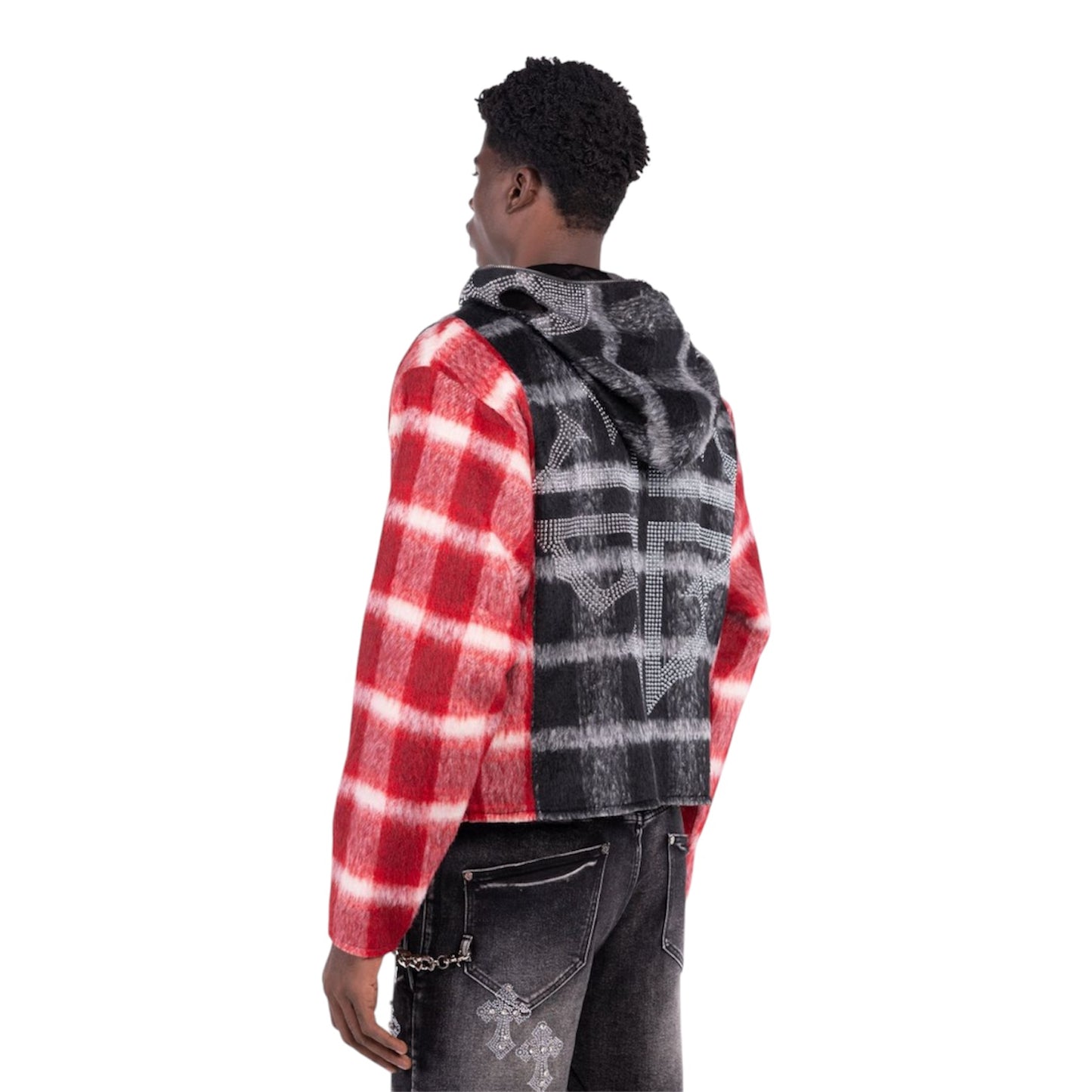 Hoodie Zip Blood Red Skeleton Half