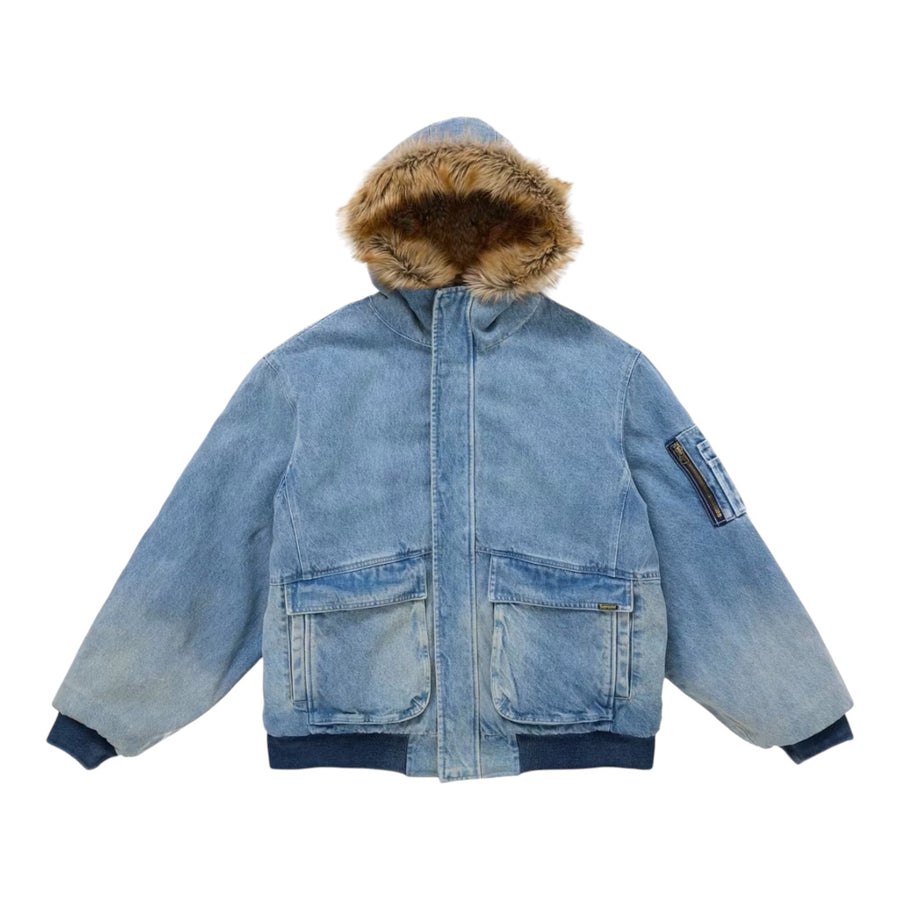 Supreme Reversible Faux Fur Hooded Work Jacket Blue