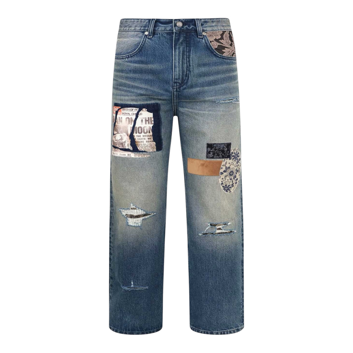 Birth Of Royal Jeans Faded Patchwork
