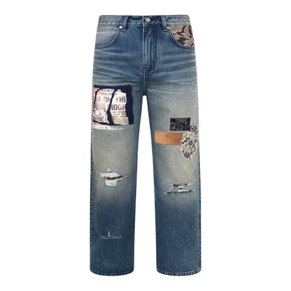 Birth Of Royal Jeans Faded Patchwork