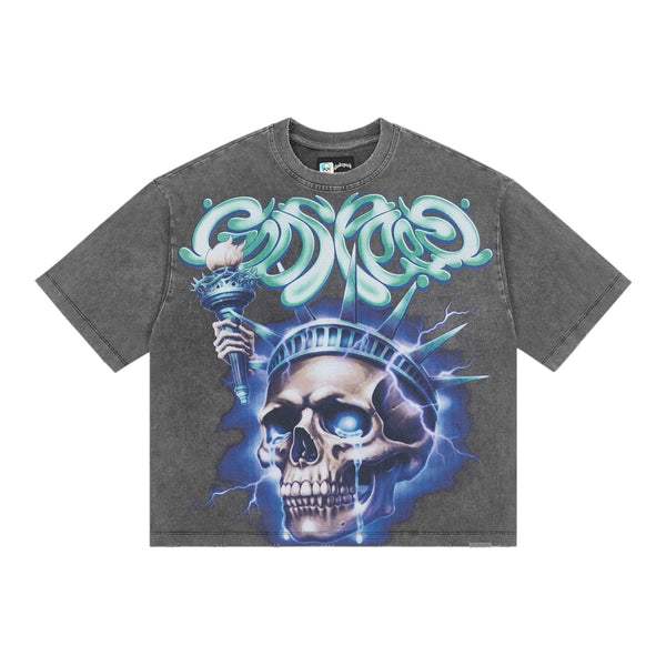 T-Shirt Godspeed Liberty Tears Grey Wash
