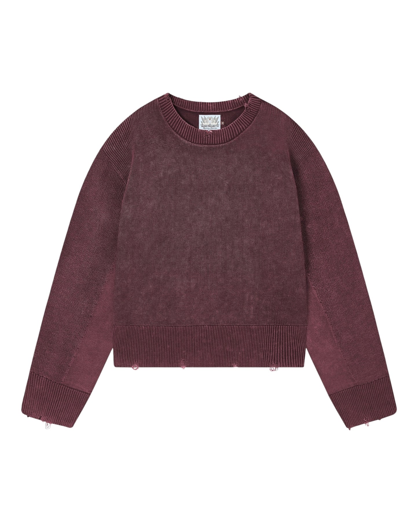 Nude Project Perfect Cropped Knit Sweater Burgundy