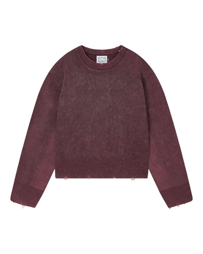 Nude Project Perfect Cropped Knit Sweater Burgundy