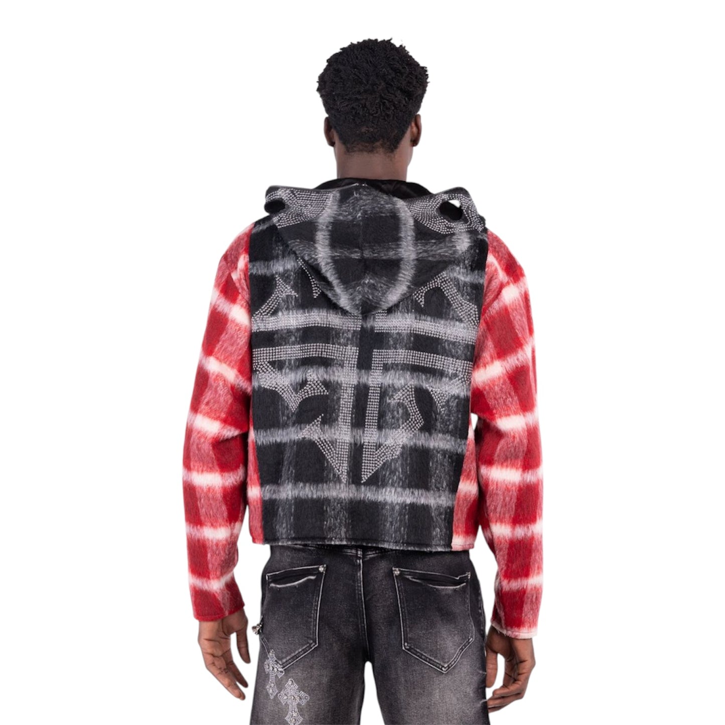 Hoodie Zip Blood Red Skeleton Half
