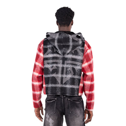 Hoodie Zip Blood Red Skeleton Half