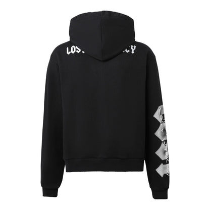 Hoodie Zip Up Lost Intricacy Skull Bound Grey Print