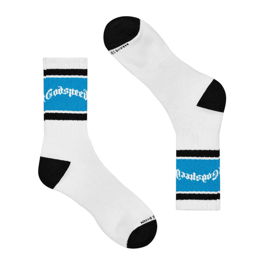 Socks Godspeed OG Logo Striped White/Baby Blue