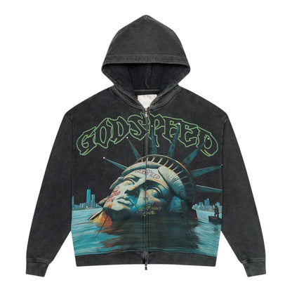 Hoodie Zip Up Godspeed Sunken Liberty Grey Wash