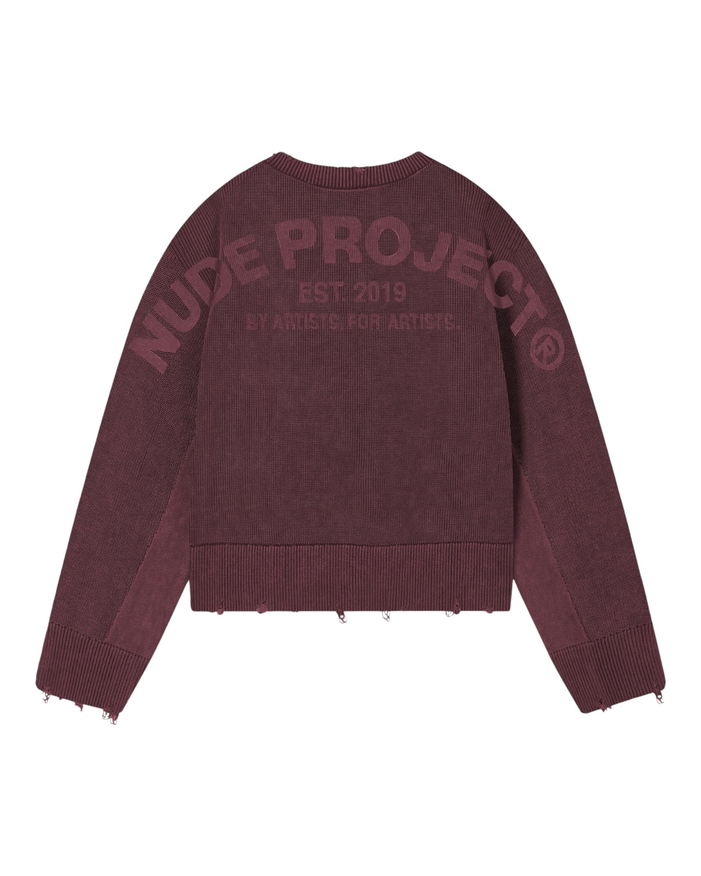 Nude Project Perfect Cropped Knit Sweater Burgundy