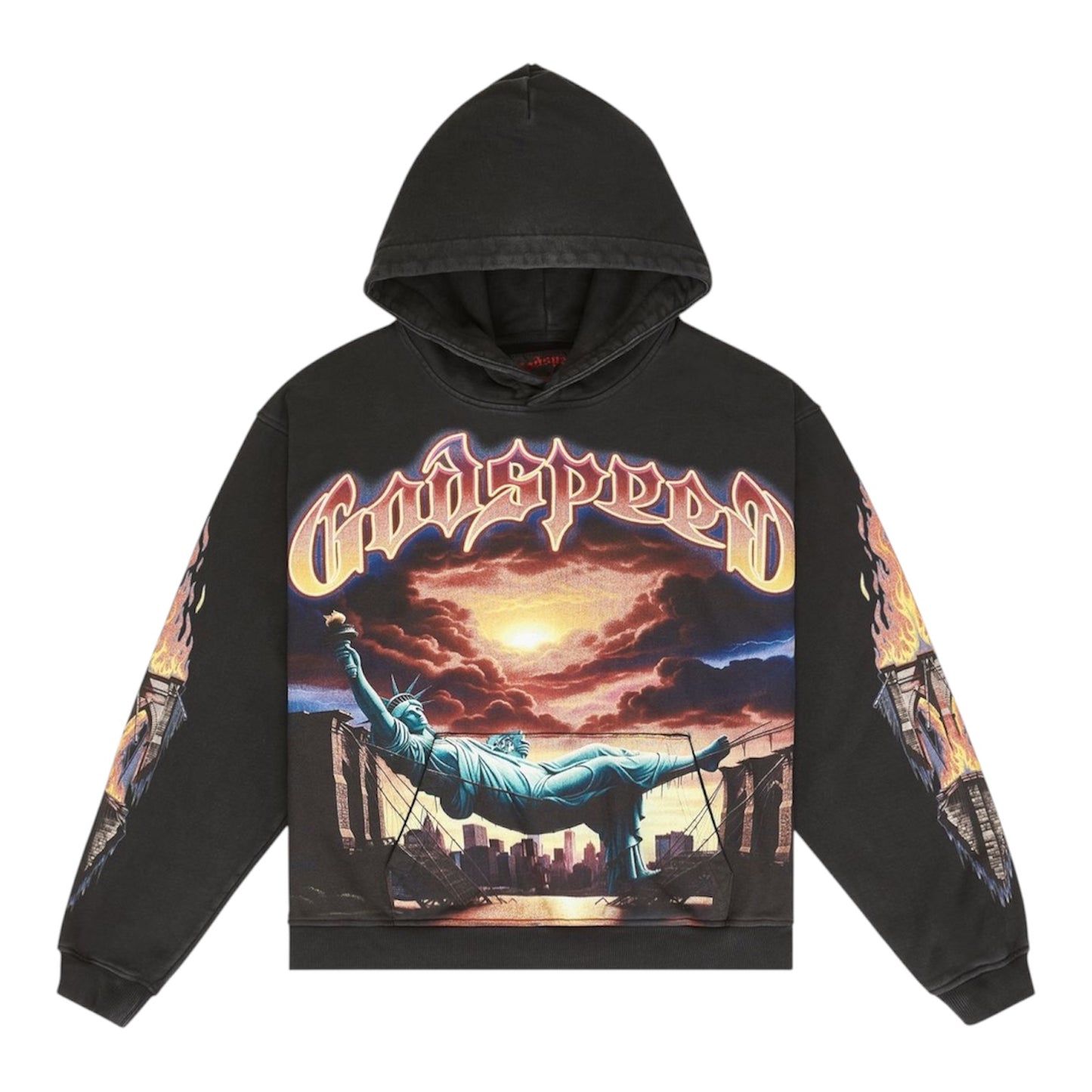 Hoodie Godspeed Burnt Bridges Black Wash