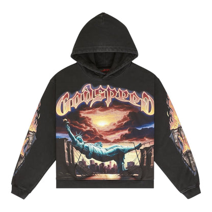 Hoodie Godspeed Burnt Bridges Black Wash