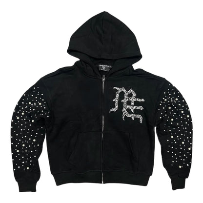 Hoodie Zip Up Mixed Emotion Pearl Black