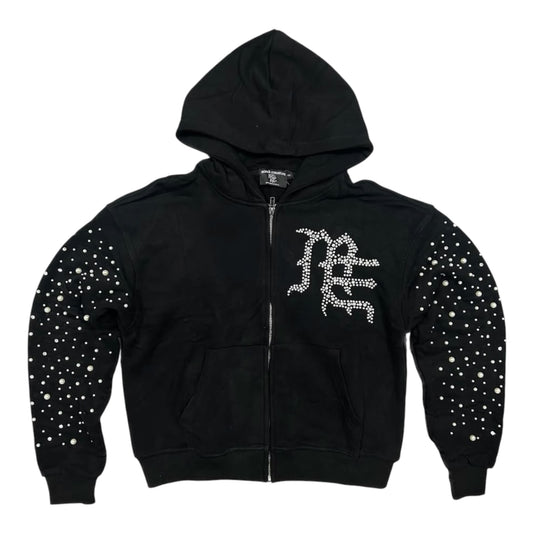 Hoodie Zip Up Mixed Emotion Pearl Black