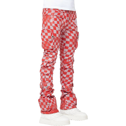 Leather Pant Blood Red Checkerboard
