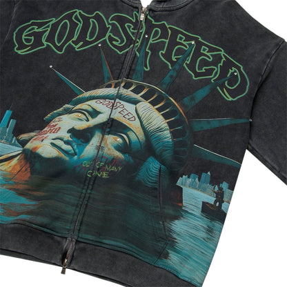Hoodie Zip Up Godspeed Sunken Liberty Grey Wash