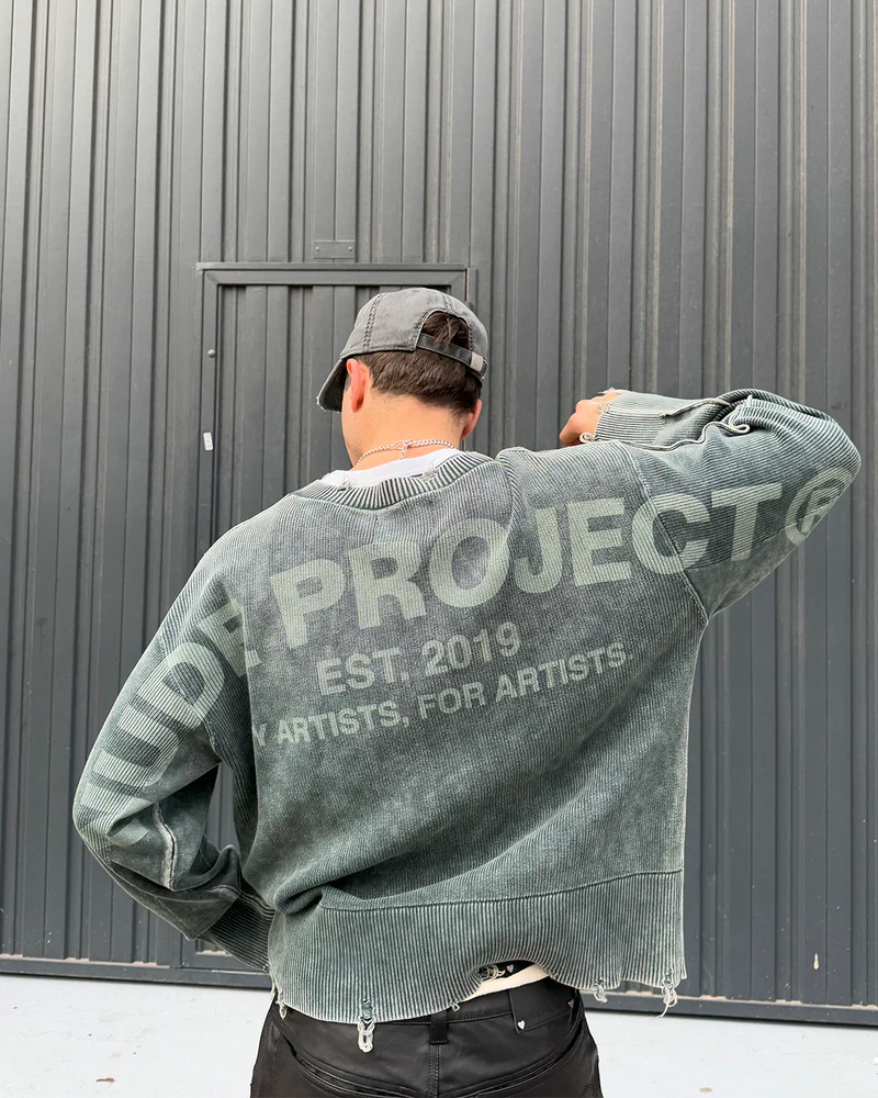 Nude Project Perfect Cropped Knit Sweater Dark Green
