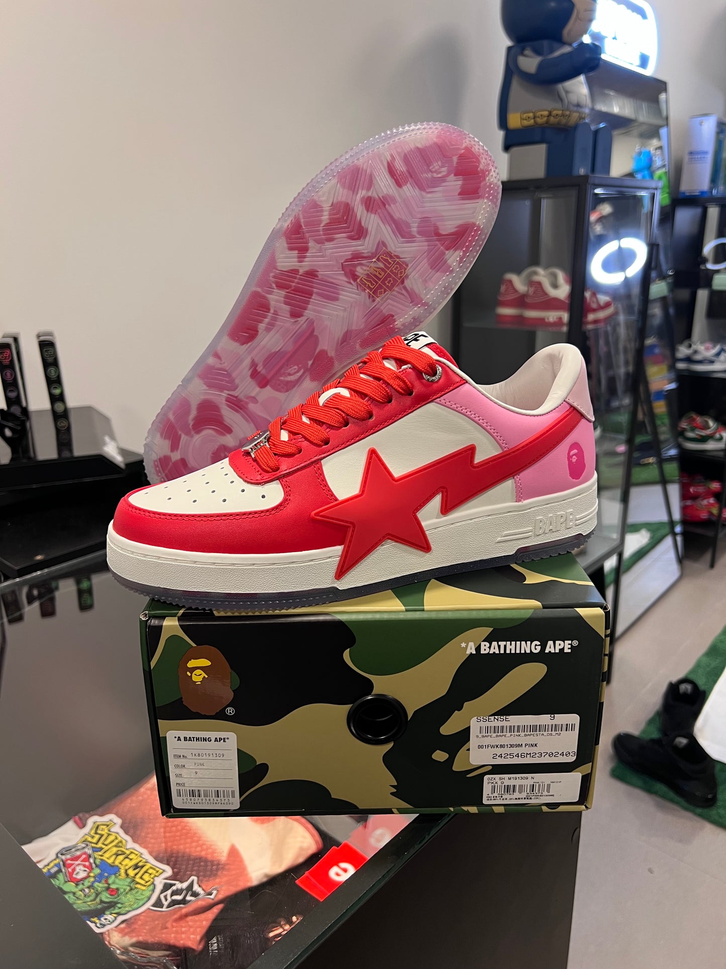 A Bathing Ape Bape Sta OS White Pink Red