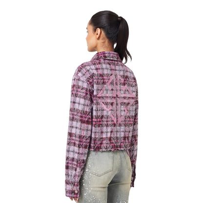 Flannel Guapi Womens Rose Embellished Cropped