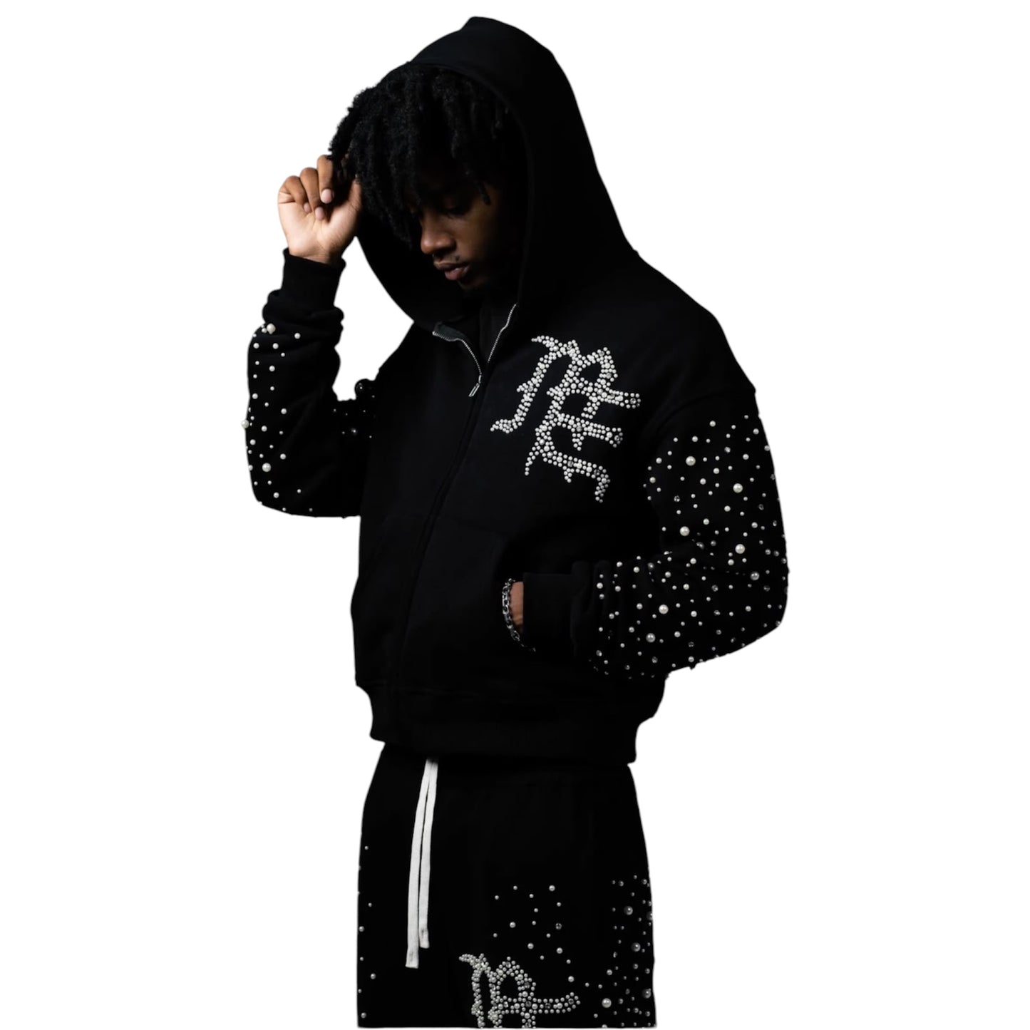 Hoodie Zip Up Mixed Emotion Pearl Black