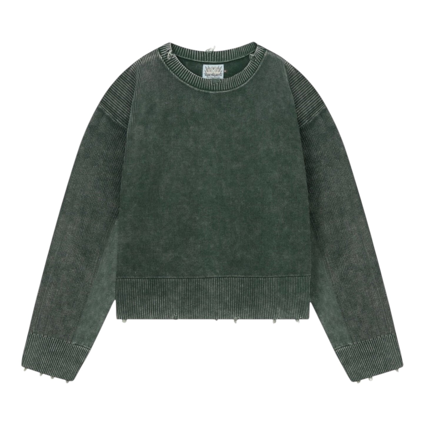 Nude Project Perfect Cropped Knit Sweater Dark Green